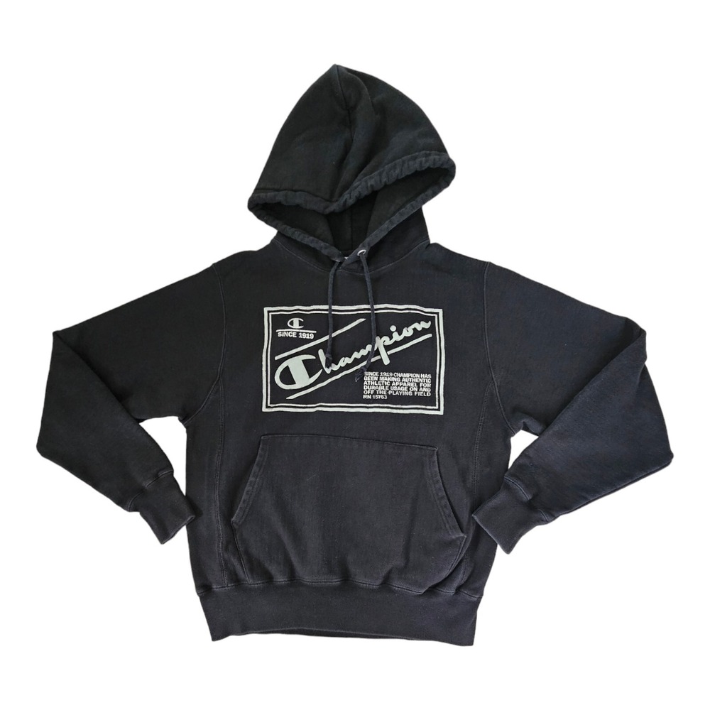 Champion Reverse Weave Black Hoodie Men's Small Pullover Sweatshirt Heavyweight
